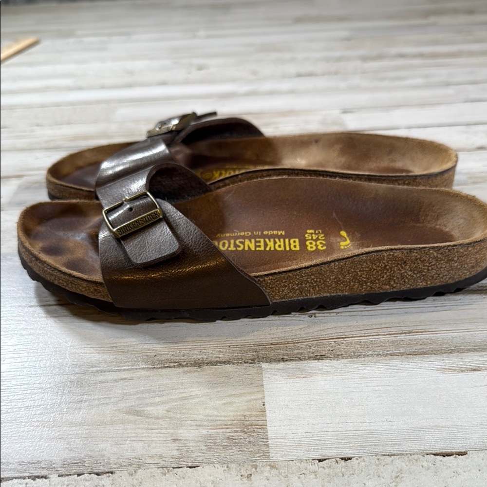 Birkenstock Brown Leather Footbed Sandals - Picture 5 of 8